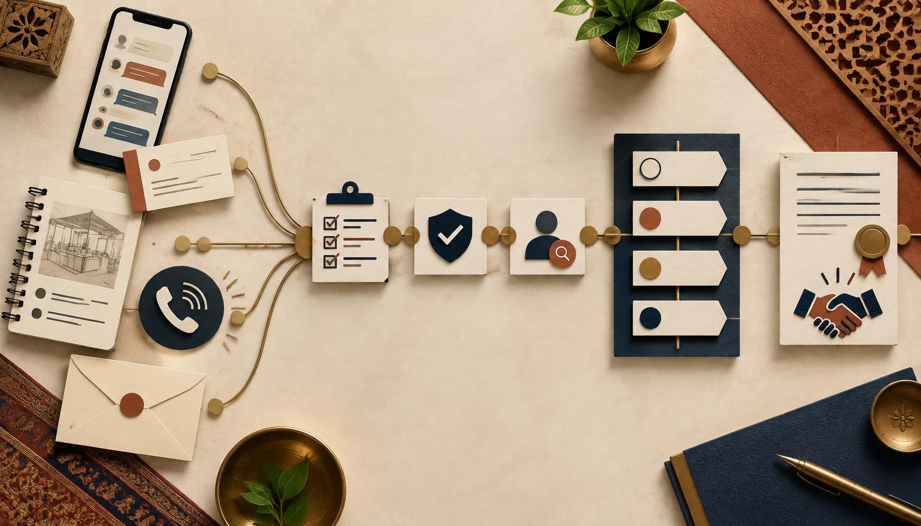 Fragmented MSME lead sources flowing through validation into an organised sales pipeline