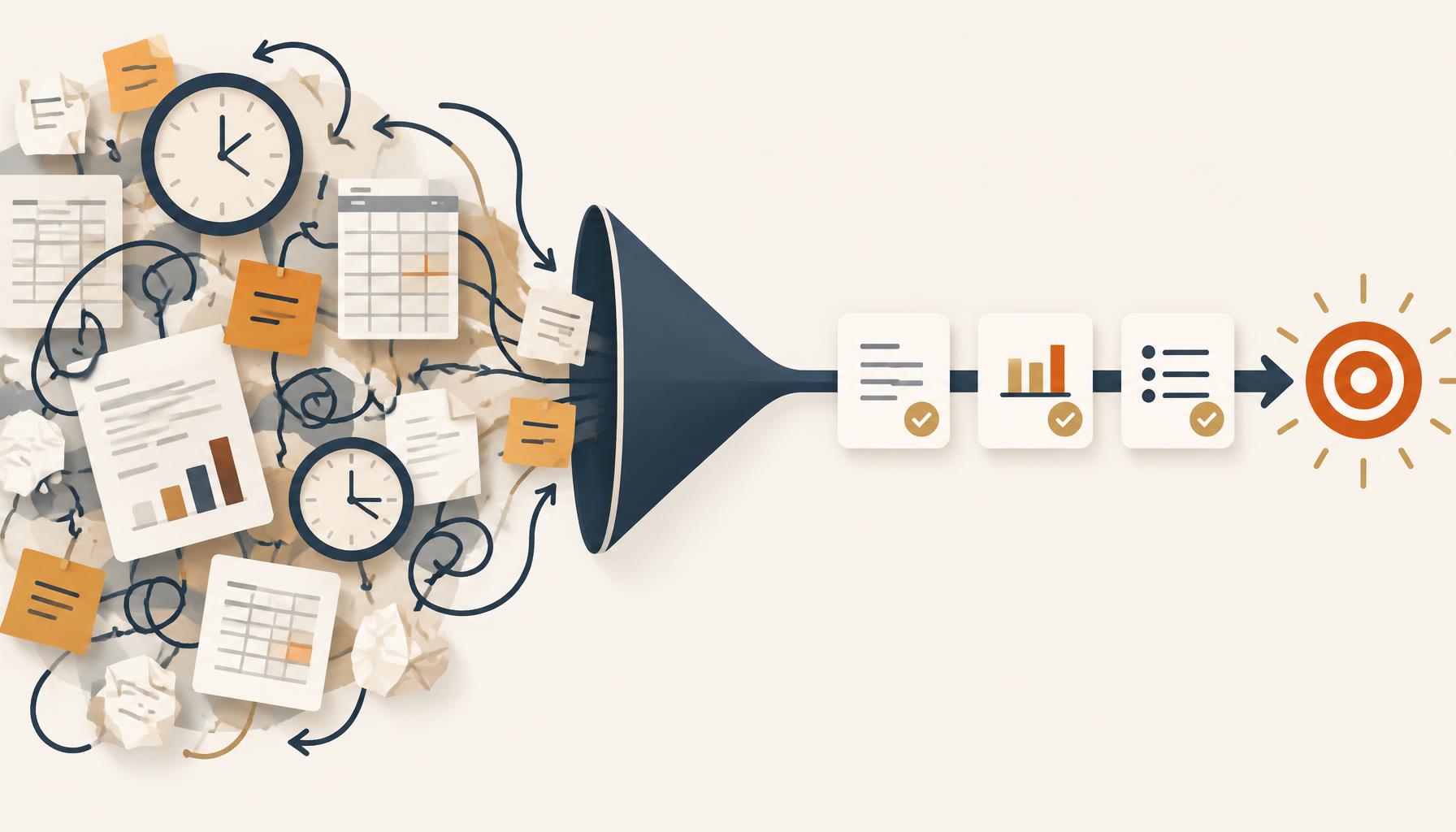 Fragmented documents and process paths becoming a clear, organised operating flow