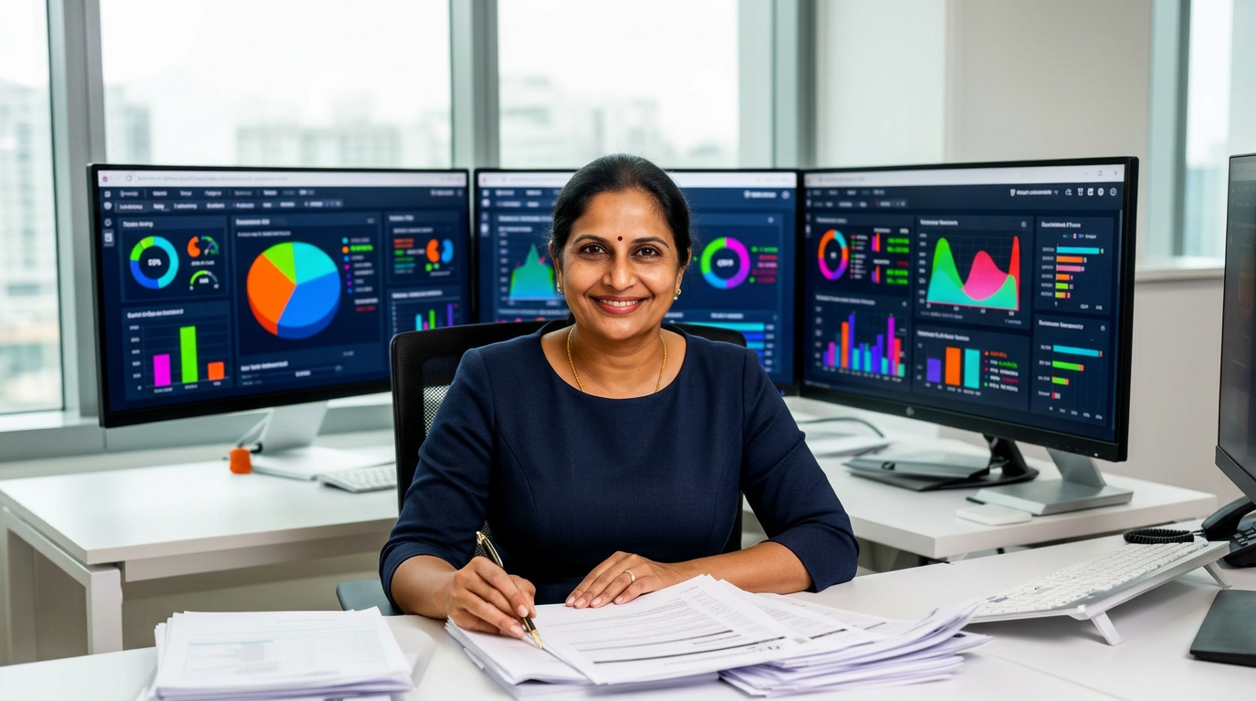 Business professional managing GeM bid analytics