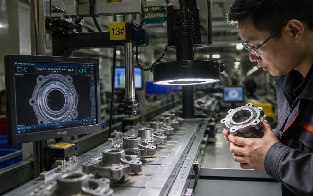 Automated visual inspection detecting defects on a manufacturing line