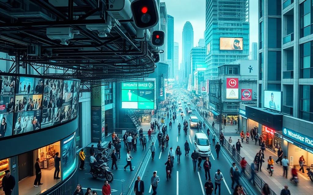Smart city street with public safety camera analytics
