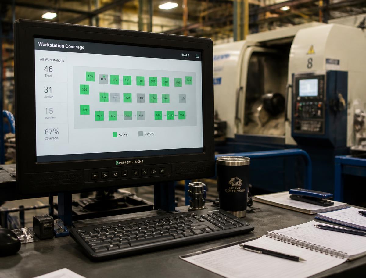 Shift supervisor reviewing an unattended workstation alert with machine context